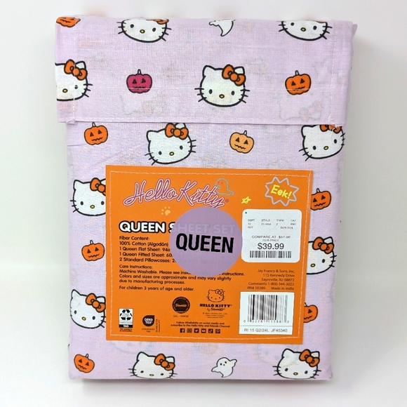 Hello Kitty Halloween Queen Sheet Set Lilac - Picture 2 of 5